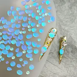 50Pcs Resin Gradient Oval Droplet Flatback Nail Rhinestones Matte Mini Circular Nail Art Charms Accessories DIY Nail Decorations