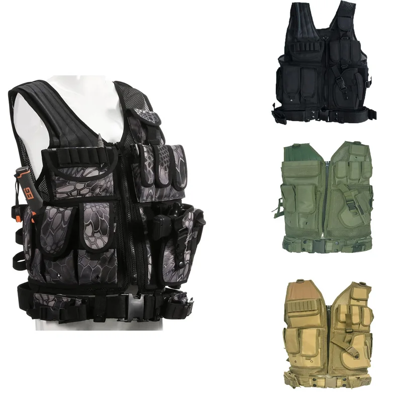 Ngoài trời Chiến Thuật Đa Năng Vest CS Lưới Áo Vest Quân Sự Quạt Bảo Vệ Áo Thiết Bị Airsoft Chiến Đấu Quân Đội Áo Tập