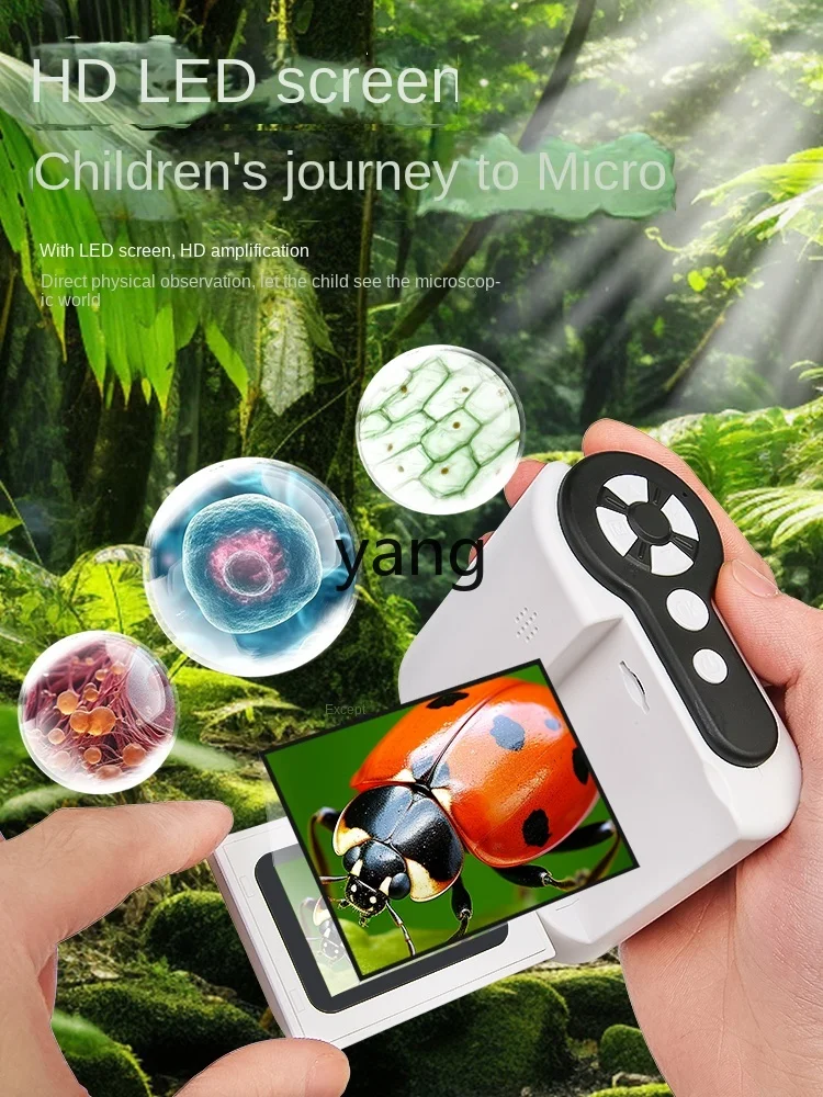 CX Microscopio de pantalla de arnés para niños, experimento de juguete de ciencia electrónica, puede ver bacterias, estudiantes de escuela primaria y secundaria