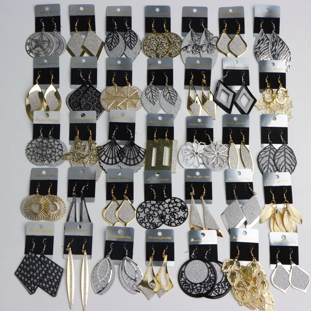 10/12/20 Pairs/Lot Bohemia Glitter Style Dangle Earrings For Women Geometric Hollow Mix Jewelry Chic Party Daily Vacation Gifts