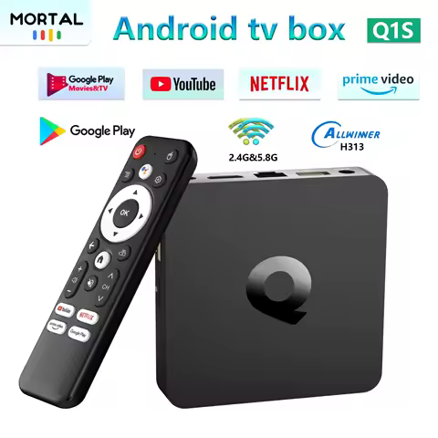 Mortal Q1S Android 14 TV Box 4K HDR 10 WIFI 6 Allwinner H313 Streaming Device Voice Remote Control Google Assistant Set Top Box