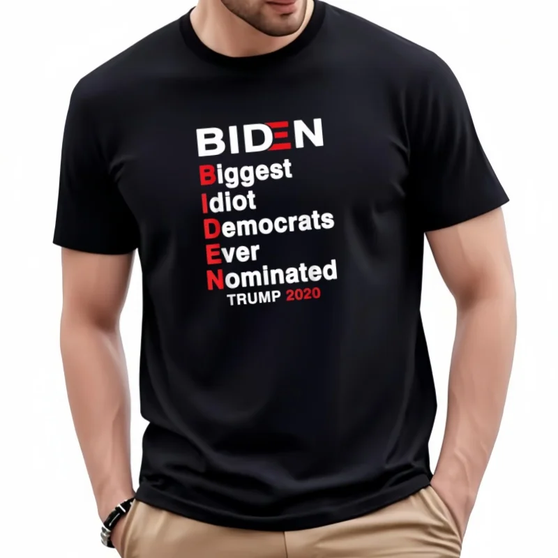 

Футболка Biden Biggest Idiot Democrats Ever Nominated Trump 2020, летние футболки для мужчин, хлопковые футболки в стиле ретро, повседневные