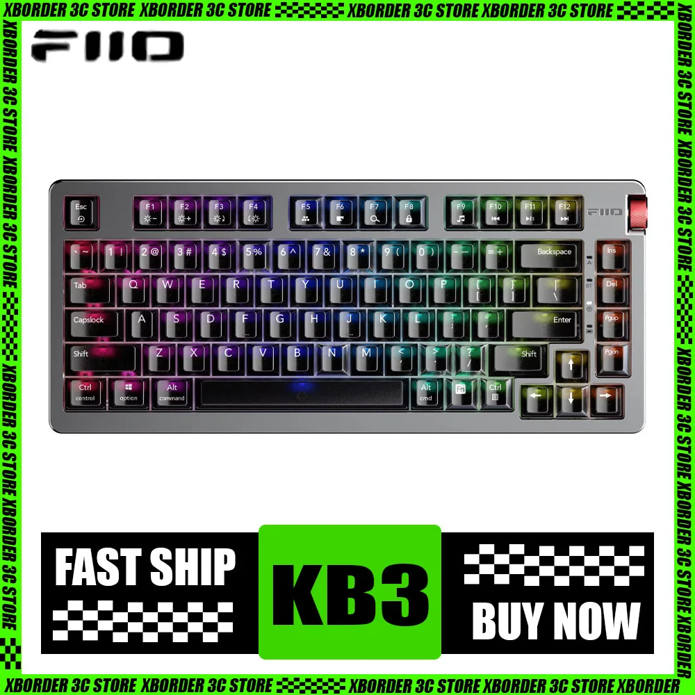 Fiio Kb3 Mechanical Keyboard Aluminium Alloy Three Mode Hot Swap Wireless Gaming Keyboard Gasket Pc Gamer Accessories Man Gifts