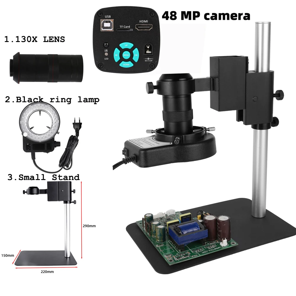 1080P USB VGA Industrial Digital Video HDMI  Microscope Camera  + 130/180X C mount Lens For Check Phone Repair Jewelry Appraisal