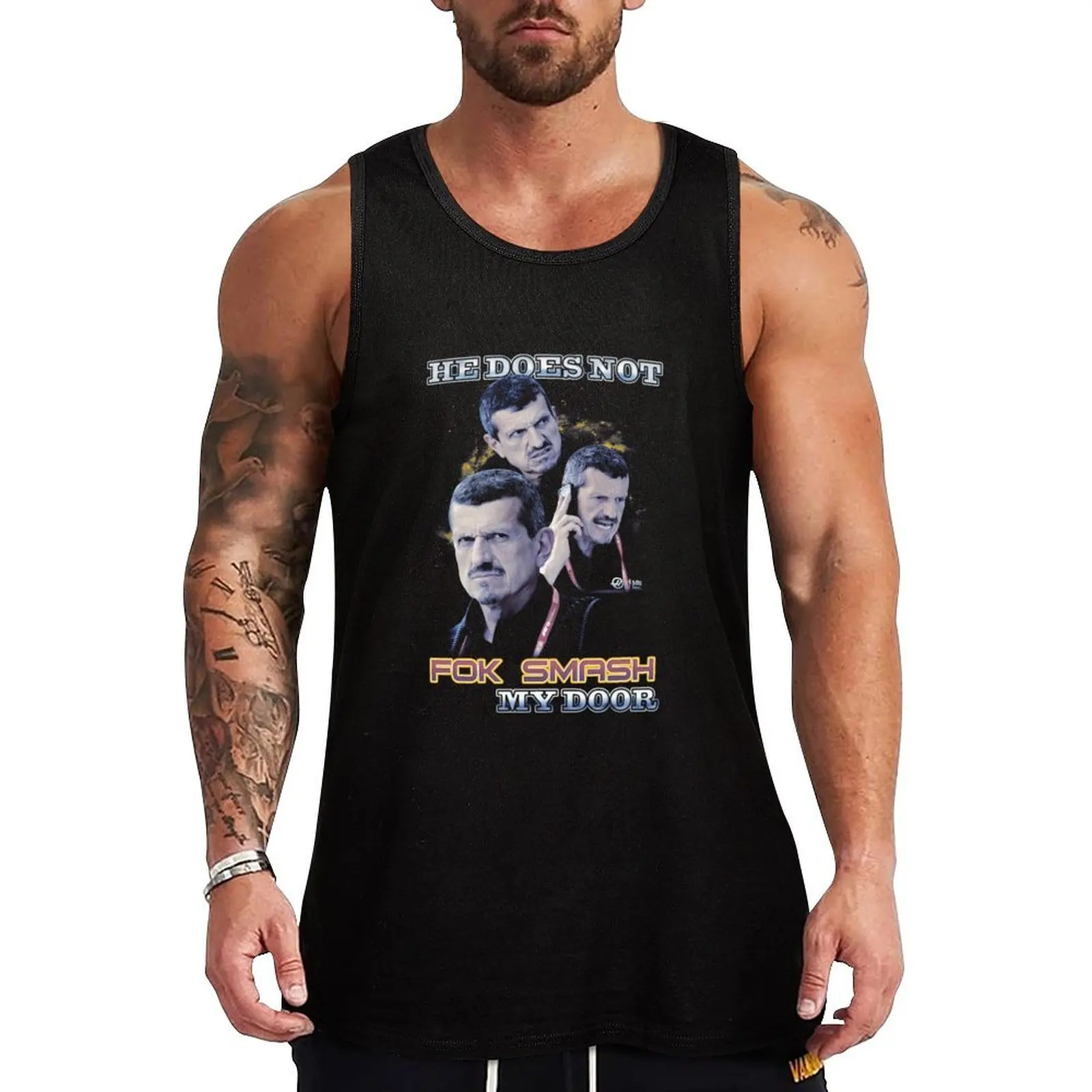 Gunther Steiner He Does Not Fok Smash My Door Tank Top, camiseta sin mangas lista para hacer ejercicio, camiseta deportiva que absorbe la humedad