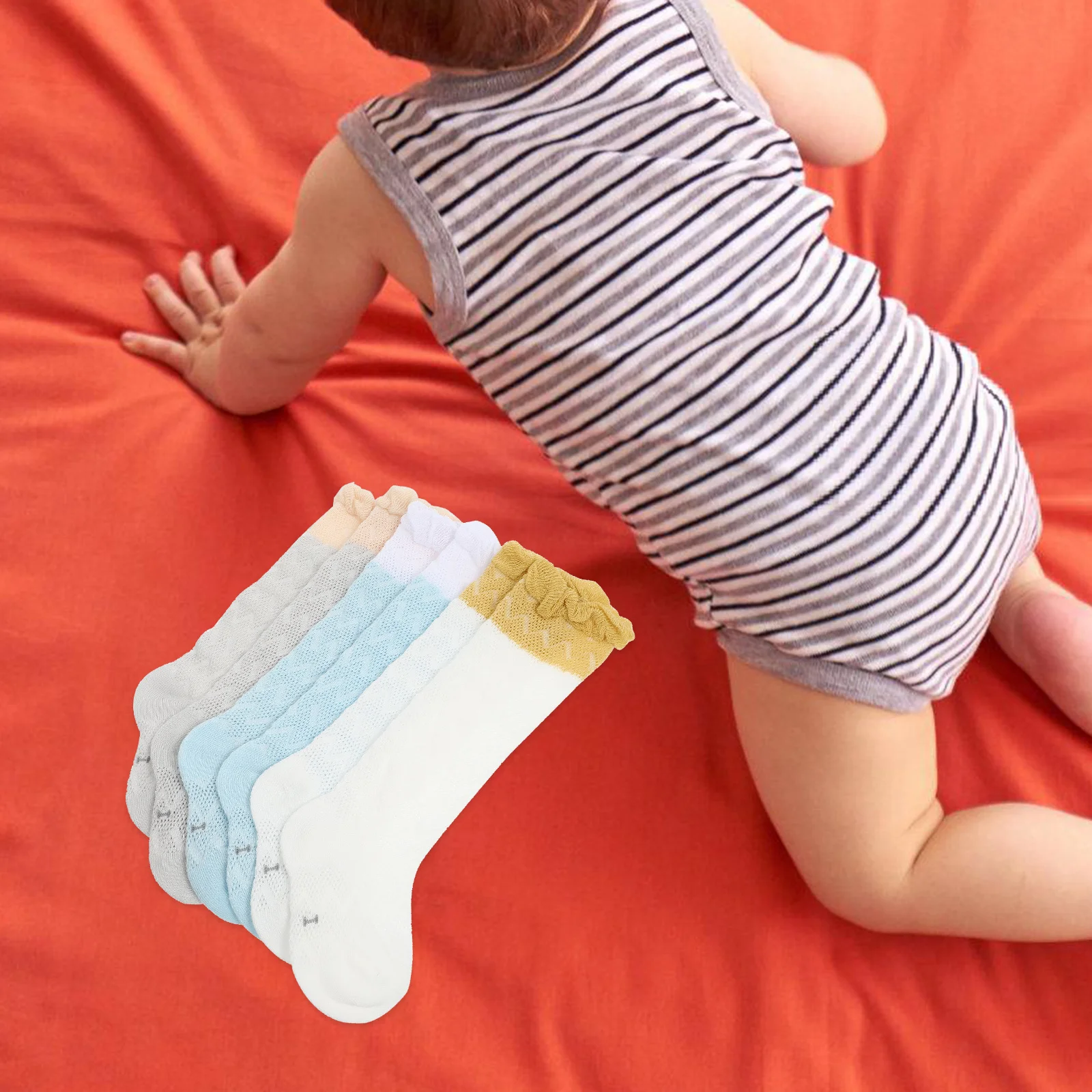 

3Pairs Children Socks Set Comfortable Fashionable Baby Knee High Socks Long Stockings for Toddler Breathable Lightweight Spring