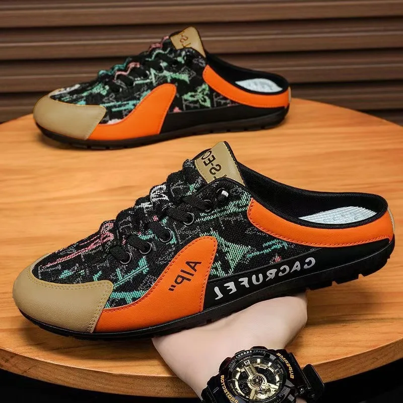 Men's Fashion Soft-soled Half Slippers Men Summer Trendy Bottom Casual Shoes Breathable Slip-on Shoes Sneakers Zapatos De Hombre