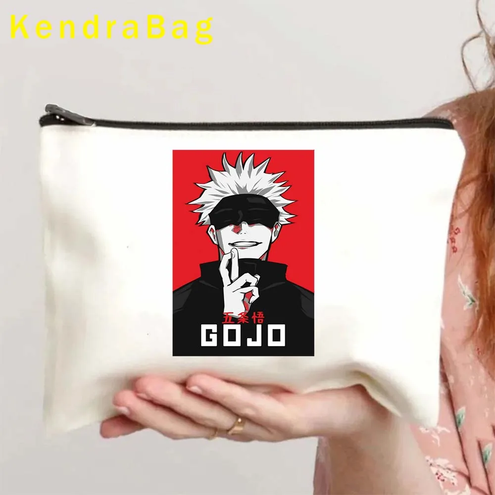 Anime Aoi Todo Jujutsu Kaisen Gojo Satoru Geto Suguru Cute Cartoon Fan Gifts Canvas Cosmetic Makeup Bag Pencil Case Wallet Pouch