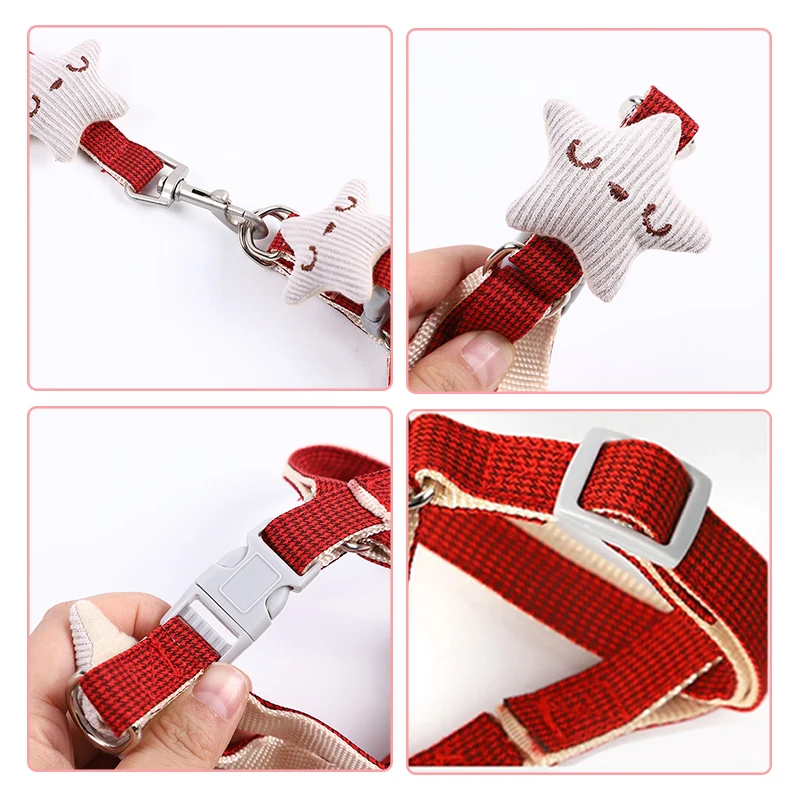 Adjustable Pet Harness for Small Dogs Cats Dog Harness and Leash Set Cute Starfish Kitten Puppy Harness