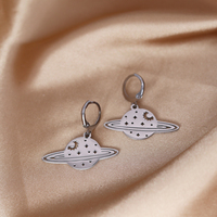 Kinitial Stainless Steel Starry Sunny Saturn Planet Earrings For Women Drop Earrings Wedding Party Gift Collar Hombre
