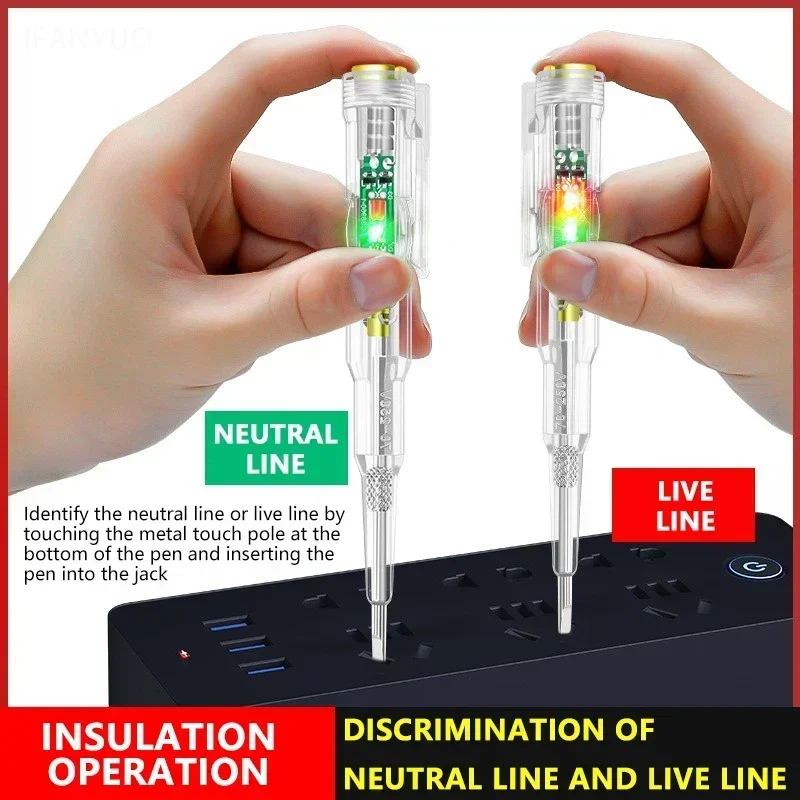 2024 Professional Voltage Tester Pen Electrician Voltmeter Power Detector Pen Neutral/Live Line Test Tool for Test Electricity