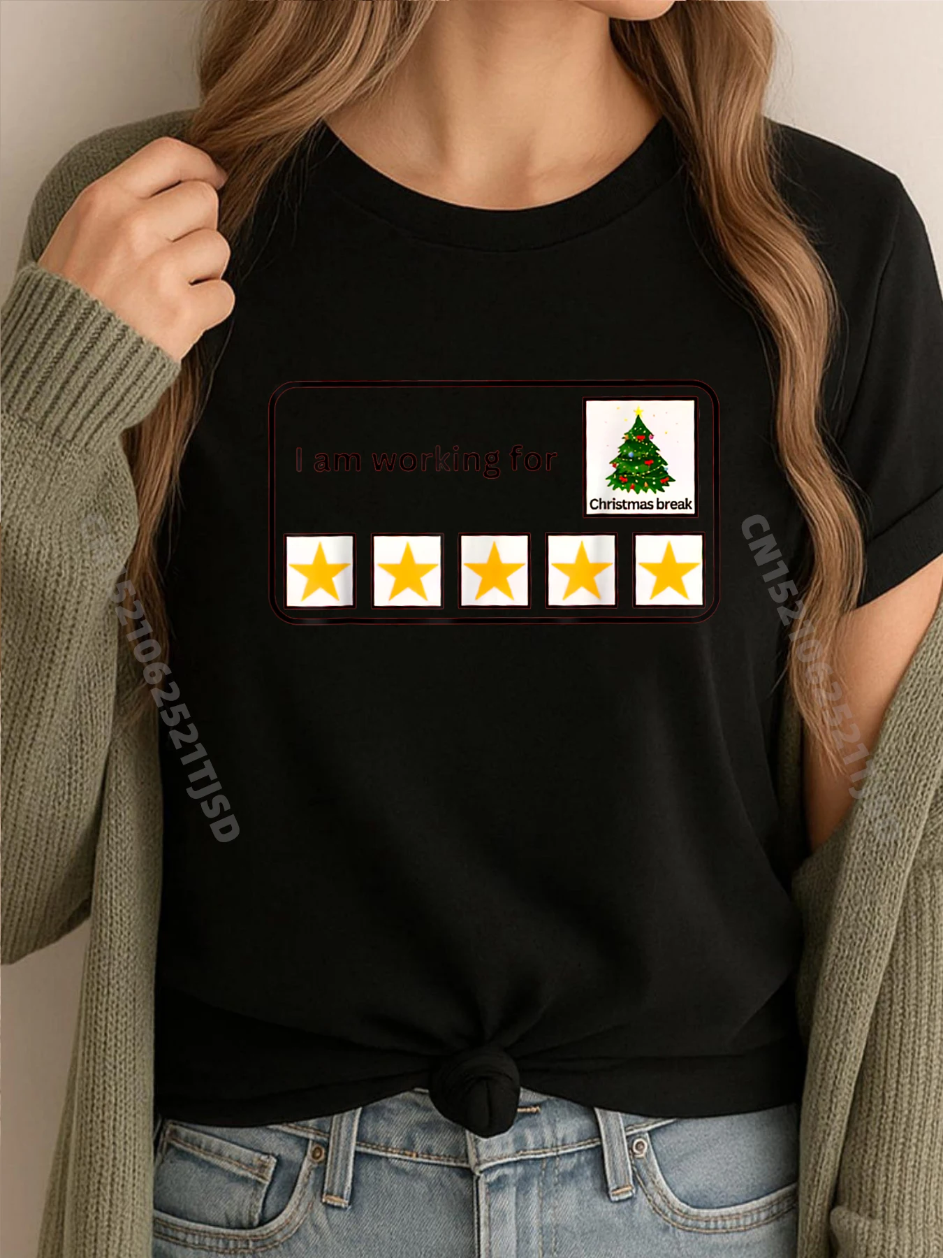 

Я работай на Рождество, учитель, Рождественская футболка с рождественским принтом, футболка с короткими рукавами, женская корейская футболка