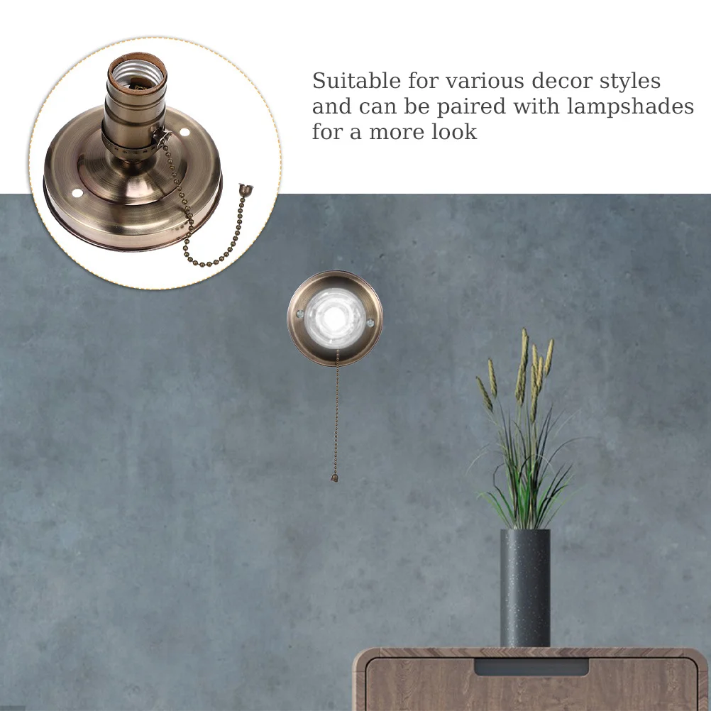 

2 Pcs Retro Knob Light Head Bulbs Holder Socket Chain Operated Lamp Plastic Switch