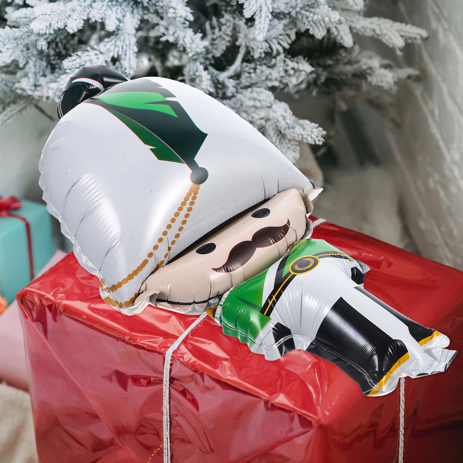 

5 Pcs Balloons Nutcracker Soldier Foil Inflatable Decoration Christmas for Party Small Novelty Father