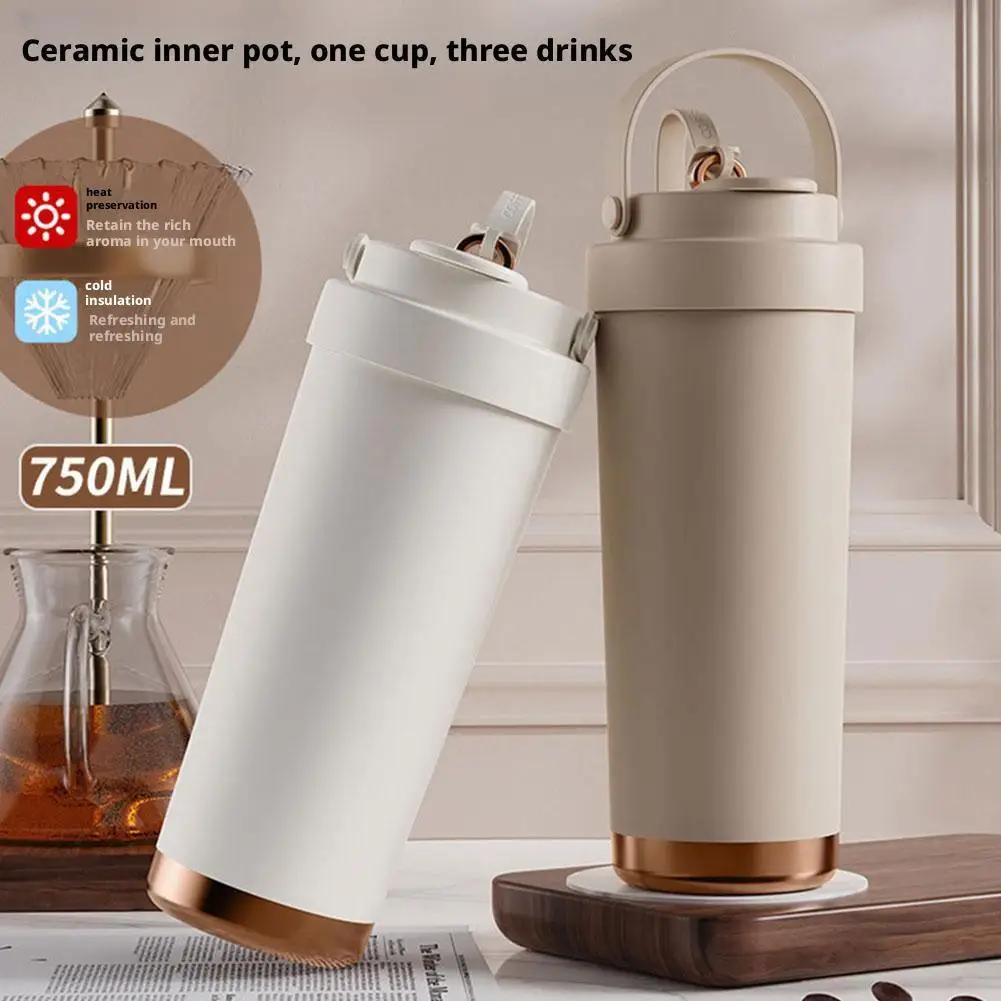 

Large Capacity Dual Drink Ceramic Inner Pot Insulated Cup Suitable For Men Women With Straws And Coffee Cups For Outdoor Tr X3H3