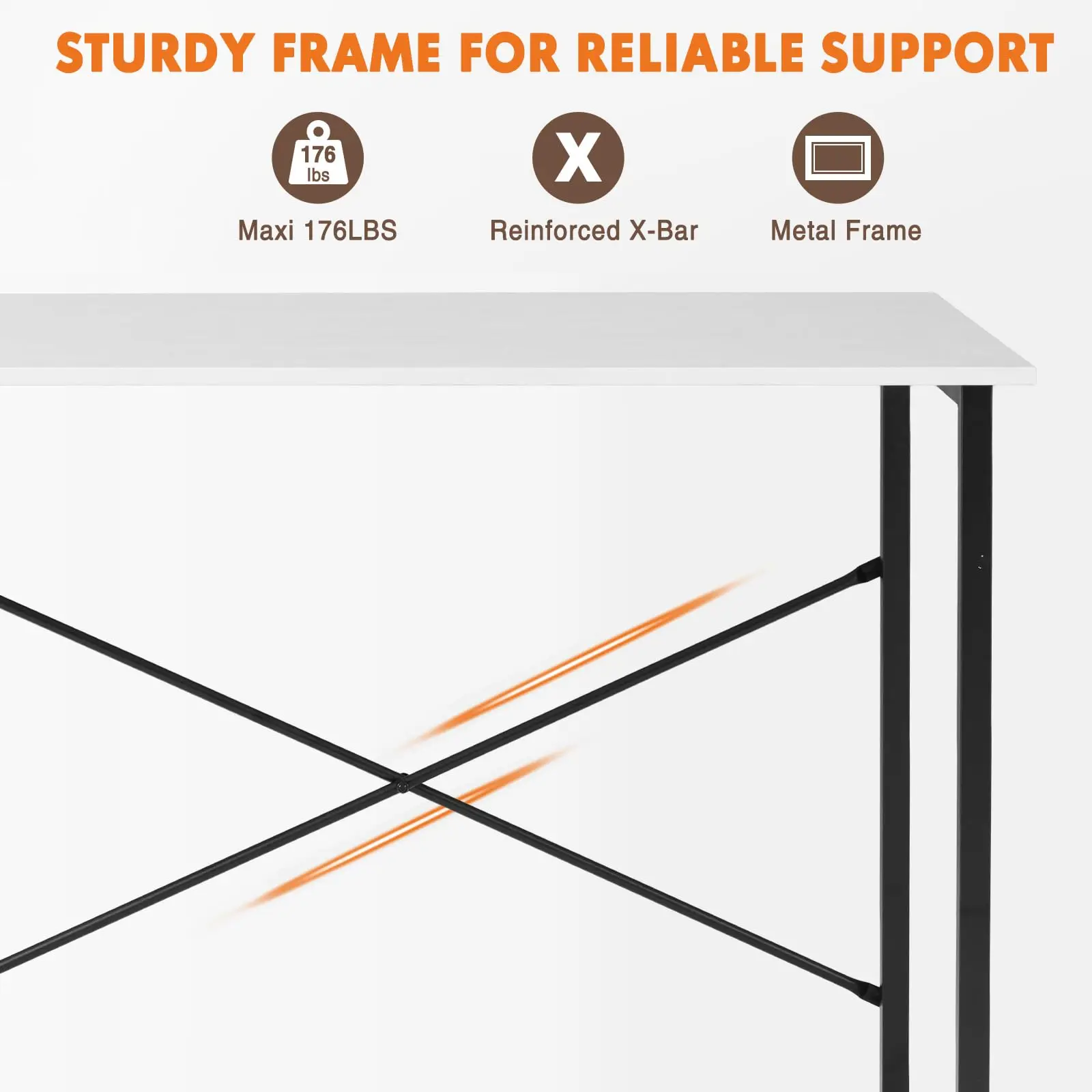 JHK Computer Office Desk Writing Study Office Gaming Table Modern Simple Style Compact Metal Frame Wood Tabletop Easy Assembly