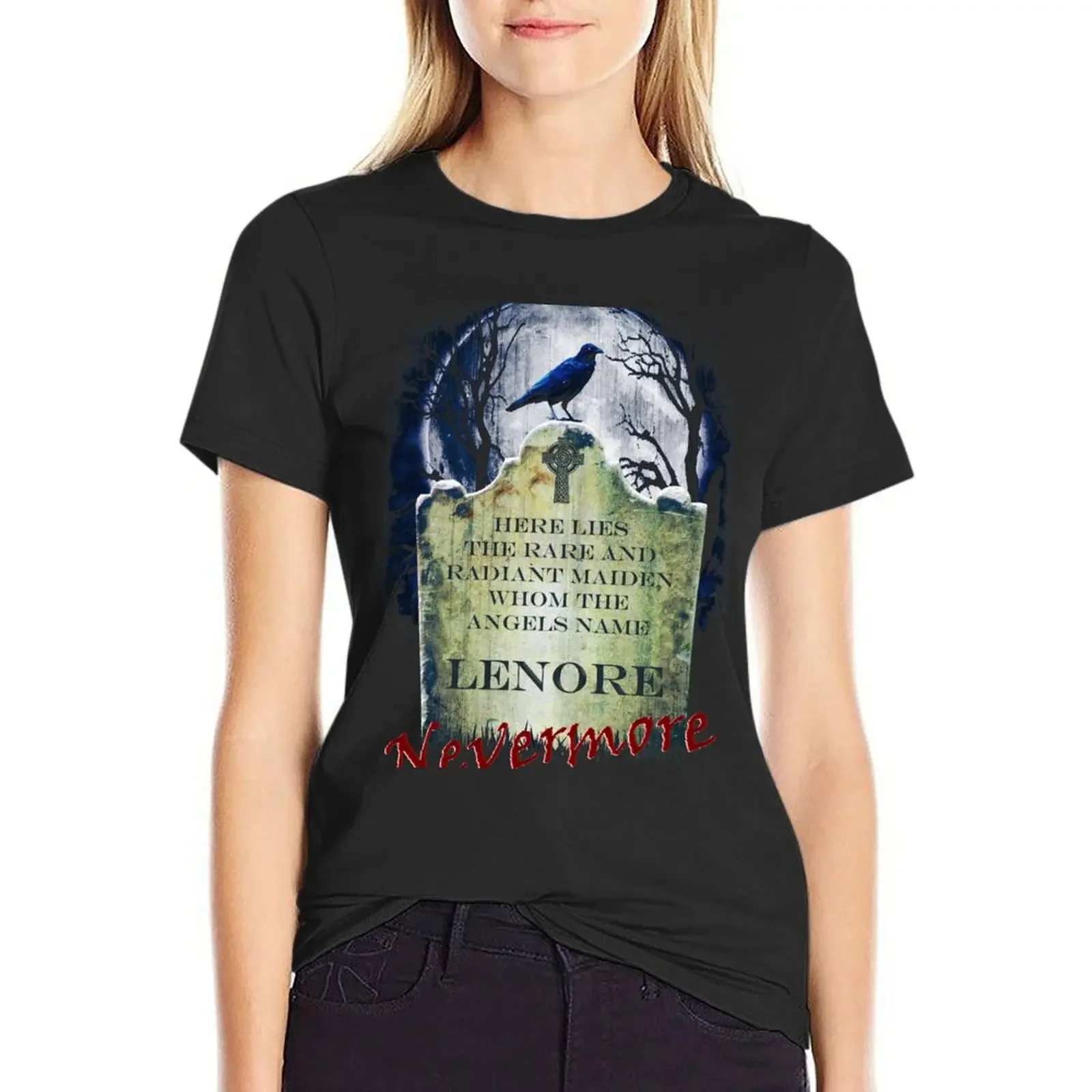 Edgar Allan Poe The Raven T-Shirt Blouse oversized aesthetic clothes hippie clothes t-shirts for Women loose fit