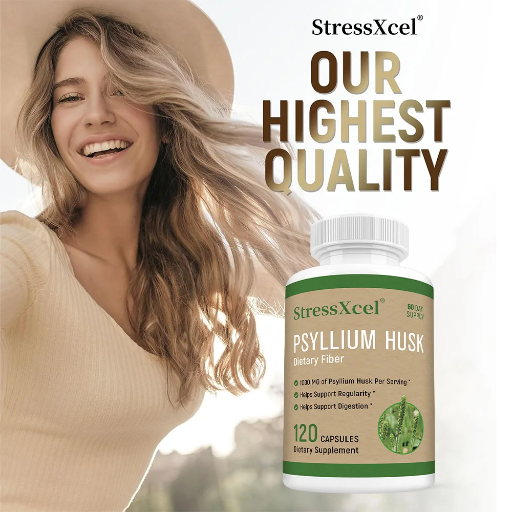 Cápsulas de casca de Psyllium – Suprimir o apetite, apoiar a gestão de peso, benefícios para saúde intestinal e digestão e desintoxicar