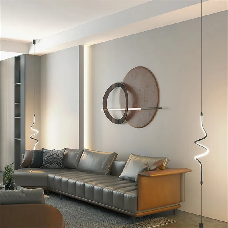 Minimalist rgb hanging floor lamp Black Led replica design lamp Decoration Home Lighting for Living room Bedroom bedside lamp