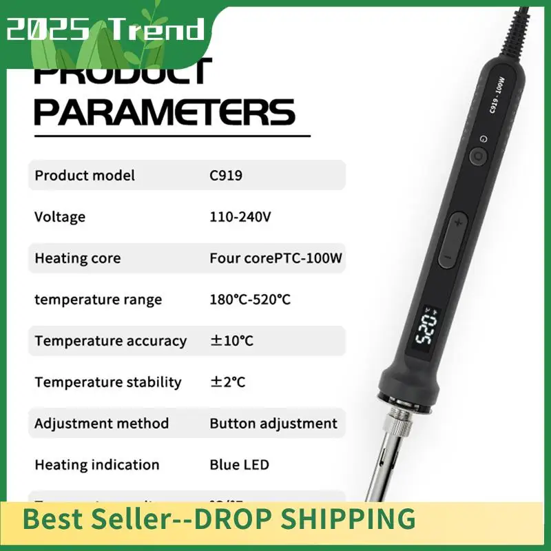 

100W Digital Electric Soldering Iron Kit Temperature Adjustable LCD Display Solder Rework Station Black EU Plug