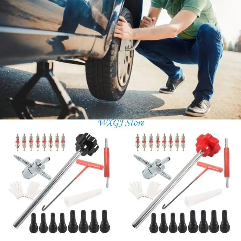 

37JE 22pcs Tire Repair Valves Cores Tool set Comprehensive Tire Repair Tool Simple to Operate for Efficient Puncture Fixing