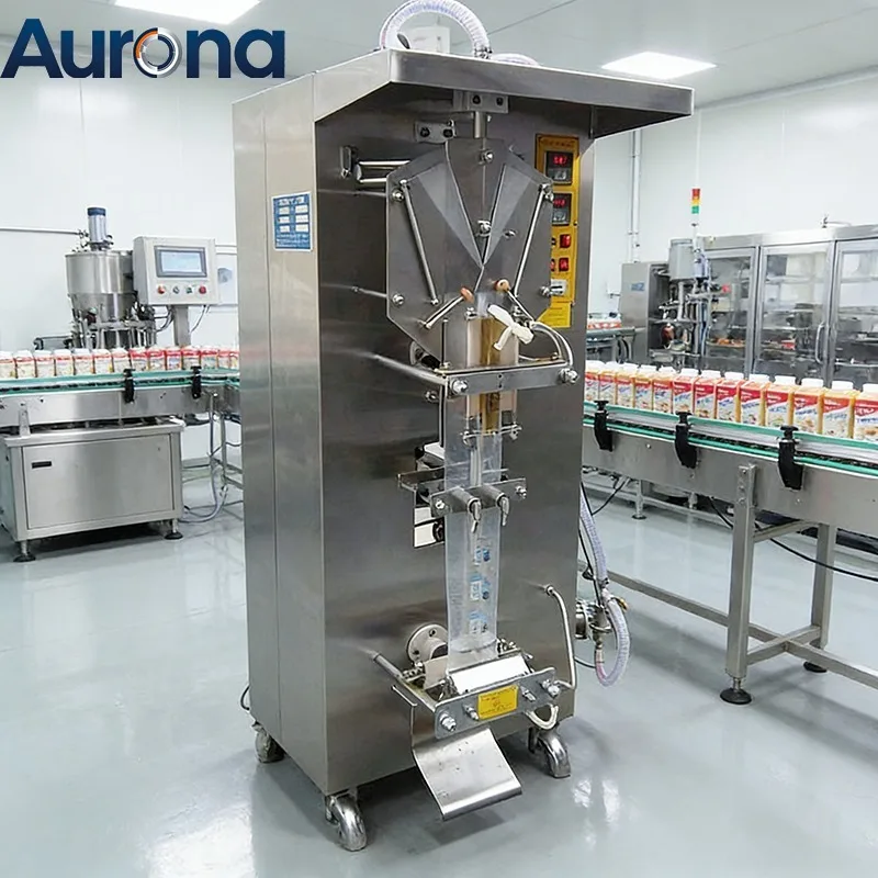 【Industrial】Fully Automatic Liquid Packaging Machine Filler With PLC Control Date Coder For Milk Sauce Edible Oil Sachet