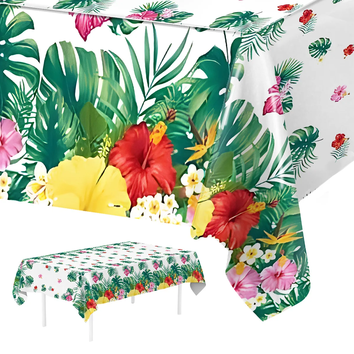 Hawaiian Luau Tablecloths Tropical Palm Leaves Table Cloth Hawaii Disposable Plastic Table Cover Birthday Summer Beach Supplies