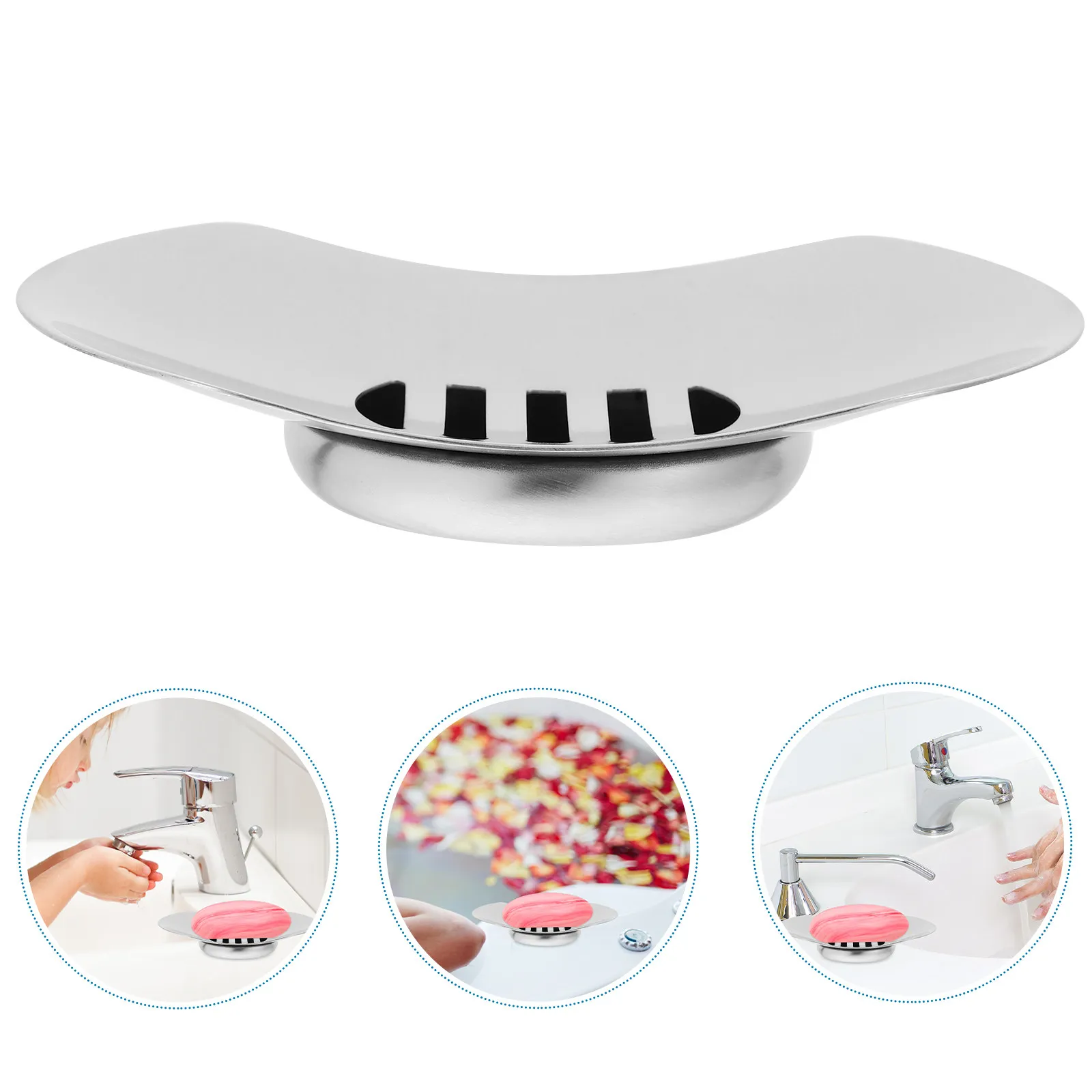 

Мыльница из нержавеющей стали круглой формы, пищевая сталь 304, двухслойная, с дренажным поддоном, для ванной, душа, кухни