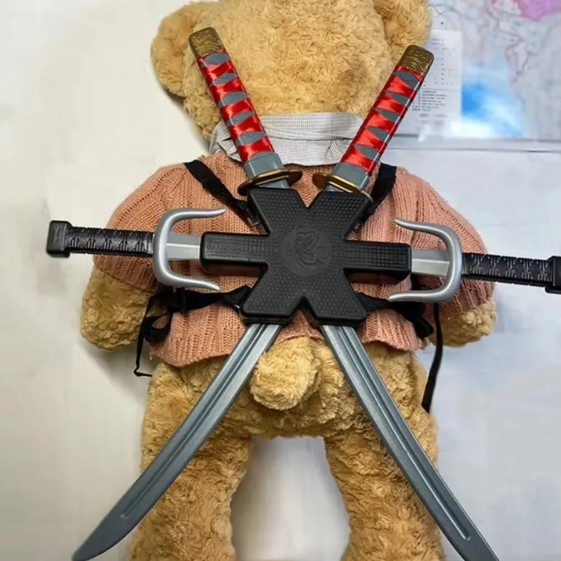 56cm Halloween Samurai Ninja Plastikowe Retro Długie Sztylety Nóż 7 Sztuk w Zestawie Deadpool Cos Podwójny Miecz Lalki Cosplay Zabawka Prezent