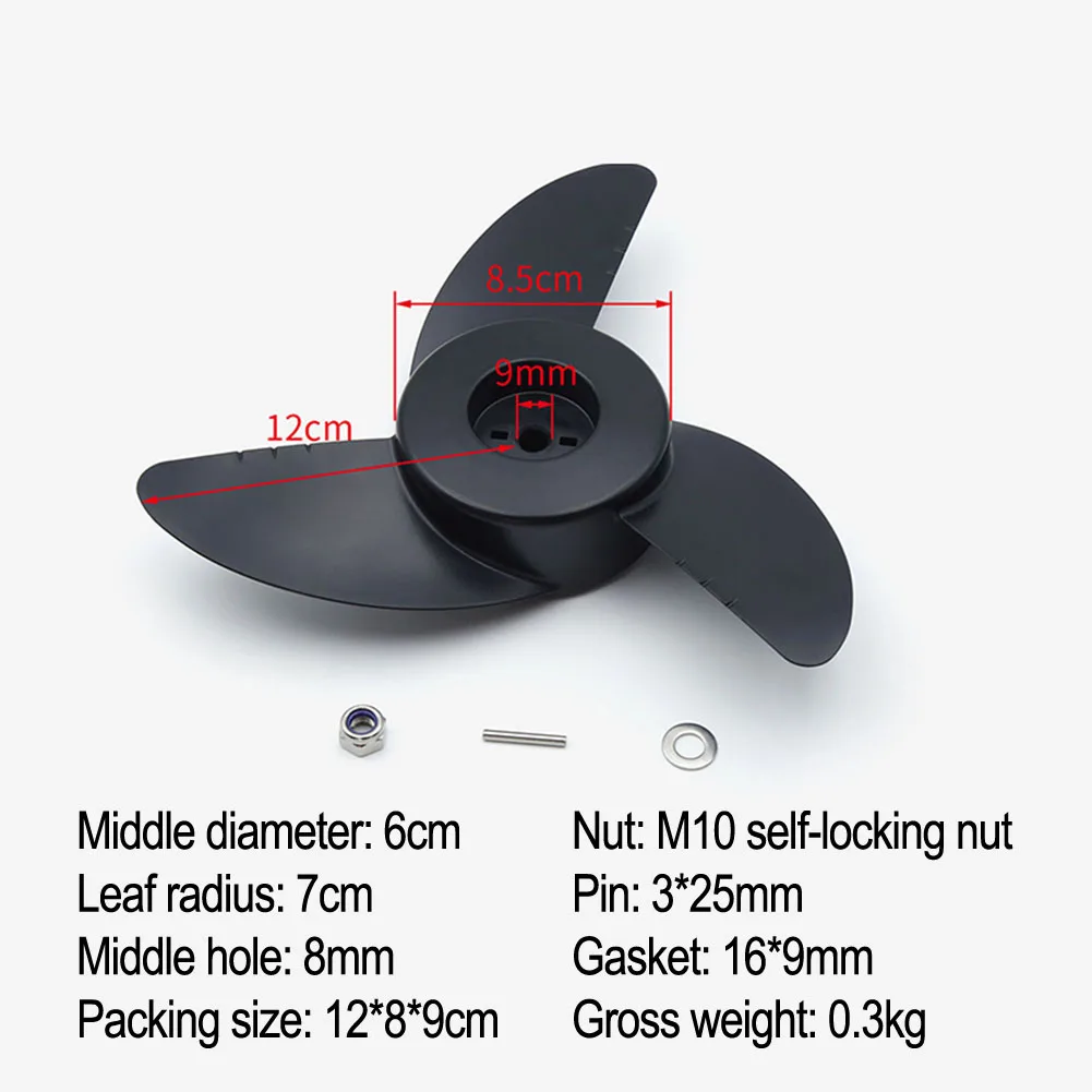 Black Electric Trolling Motor Parts High Speed Propeller Design High Efficiency Propeller Versatile Compatibility