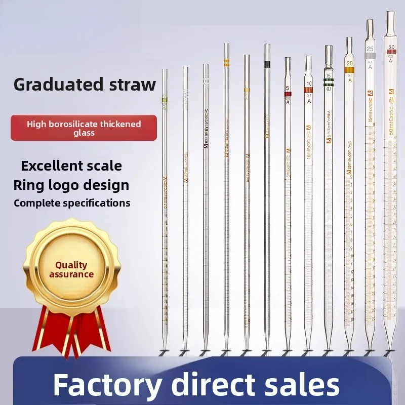 

Glass Graduated Pipette with Ring Mark 0.1-50ml for Lab Use High Precision Measuring Dropper