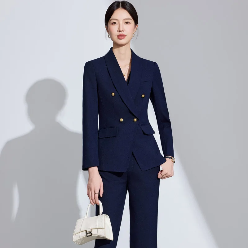 Purple women's suit set, elegant host professional attire, three-piece vest set with wide-leg pants, high-end light luxury workw