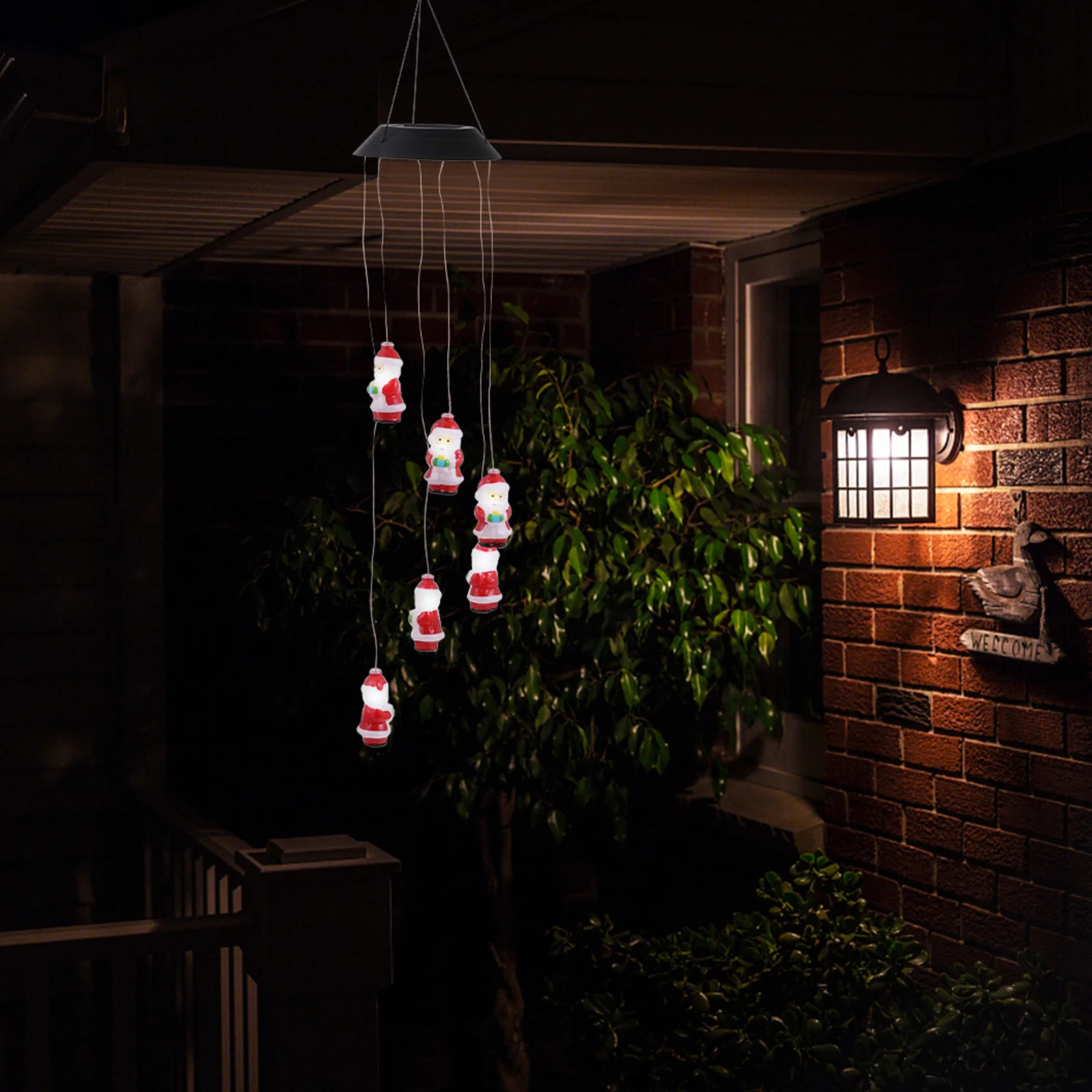 

1Pcs Santa Claus Christmas Solar Wind Bell Light Outdoor Waterproof Garden Decorative LED Hanging Wind Chime Solar Lamp