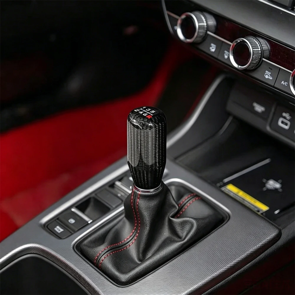 Universal Racing 5/6 Speed Carbon Fiber Style Gear Shift Knob Manual Transmission Shifter Lever Hand Round Shape Handle Knob