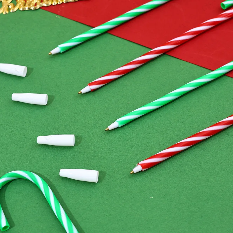 عيد الميلاد مخطط قلم حبر جاف الحلوى الملونة قصب على شكل قلم حبر جاف هدية عيد القرطاسية هدية