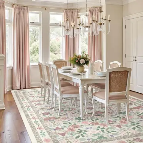 Stora blommiga tvättbara mattor 9x12 för vardagsrum Vintage Boho halkfri sovrumsmatta mjuk låg lugg tunn golvmatta inomhus för 12 best sales boho matta - №4