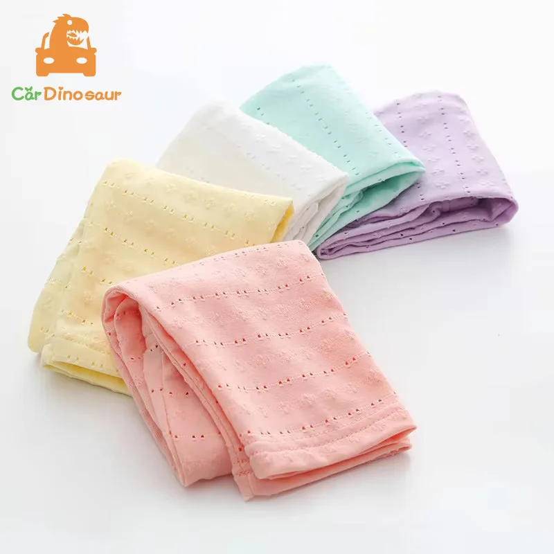 2025 Summer 2-10 Years Kids Child Cotton Soild Color White Yellow Green Purple Hollow Out Calf Length Short Capri Girls Leggings