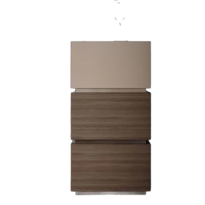 

New Italian minimalist bedside table modern minimalist high-end creative bedroom solid wood bedside cabinet shelf