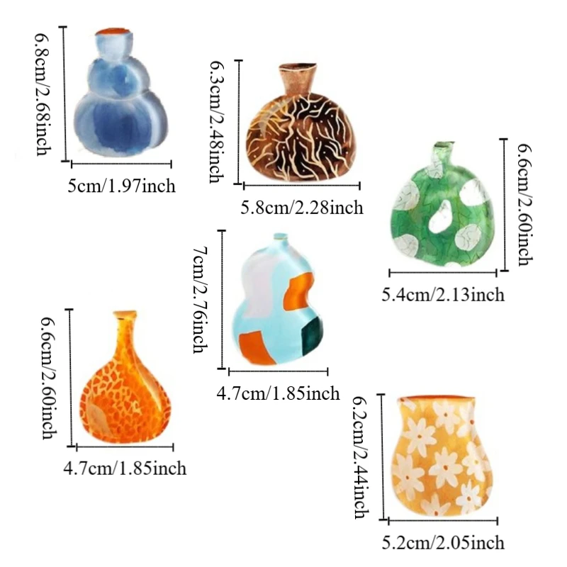 6PCS/SET Exquisite Acrylic Vase Sticker Magnetic Backing Stylish Magnetic Sticker Excluding Plants Decorative