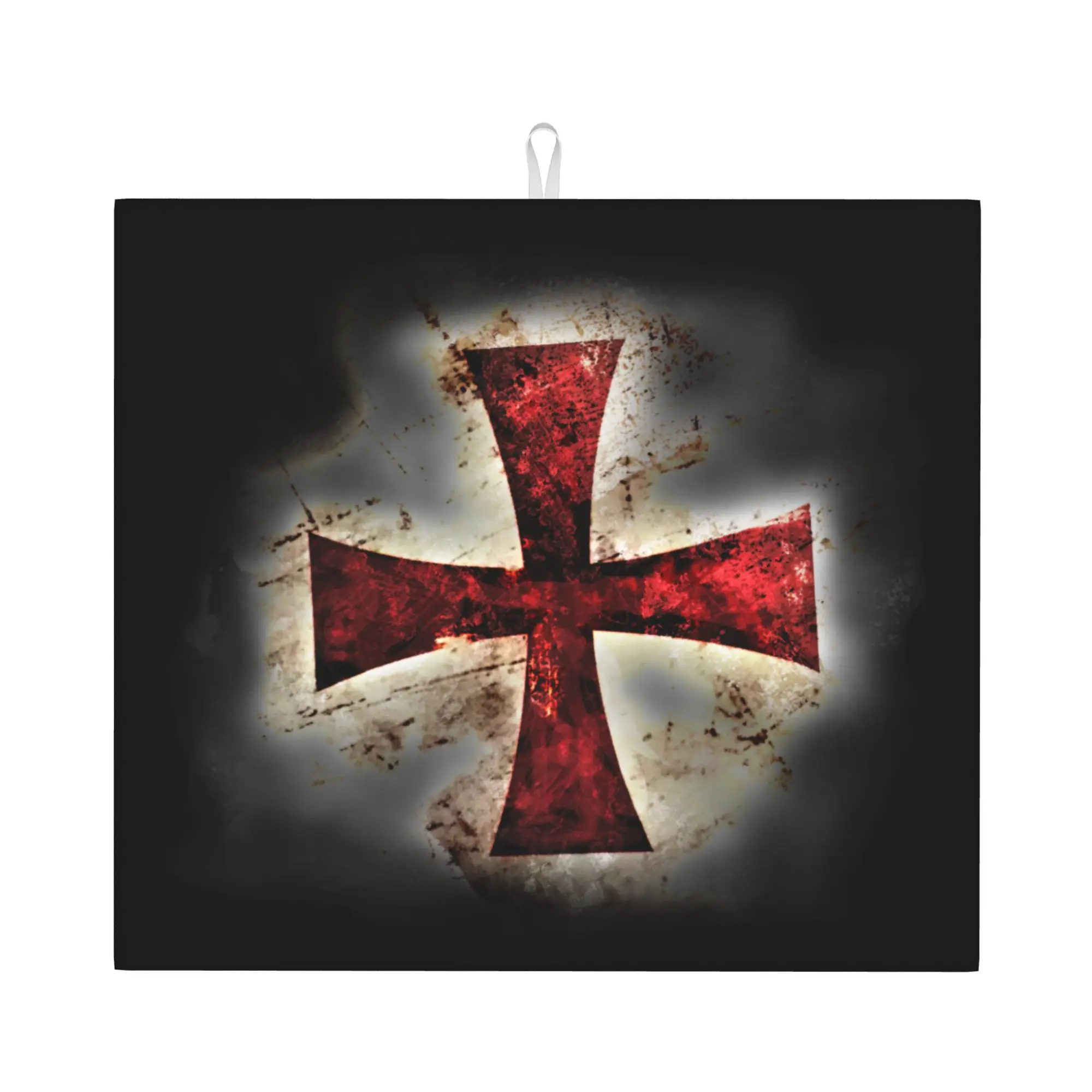 Templar Knight Jerusalem Cross Seal Medieval Warrior Symbol Drying Mat For Kitchen Waterproof Bathroom Countertop Protector Mat