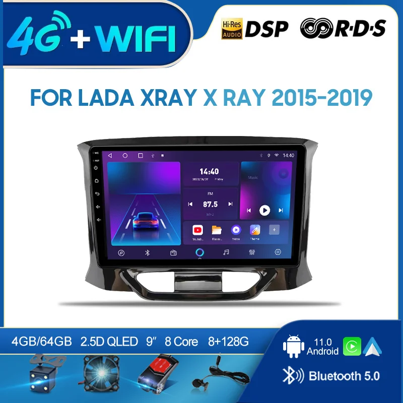 QSZN For LADA Xray X ray 2015-2019 9inch 2din Android 12.0 Car Radio Multimedia Video Player GPS Navigation 4G Carplay head unit