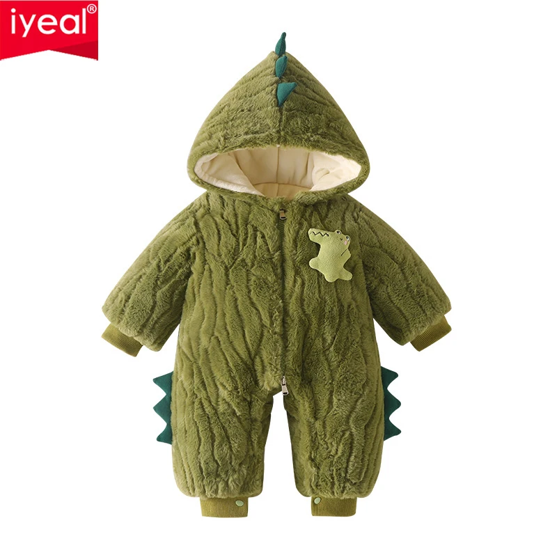 

IYEAL Newborn Baby Snowsuit Infant Winter Coat Warm Fleece Cartoon Hooded Zipper Jumpsuit Outwear Footed Romper 3-28M