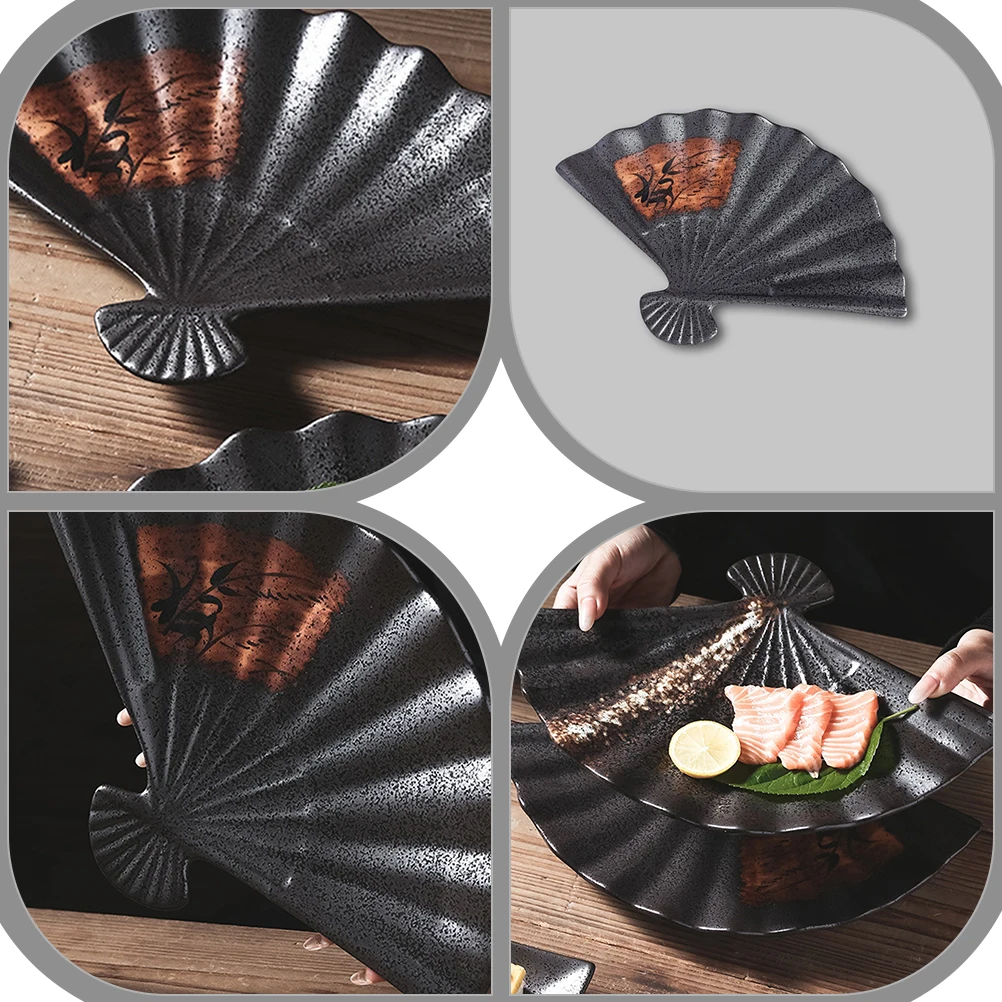 

1Pcs Sector Shaped Sushi Plate Sturdy Ceramic Serving Dish for Sushi Dessert Dumpling Barbecue Tableware Barbecue Plate
