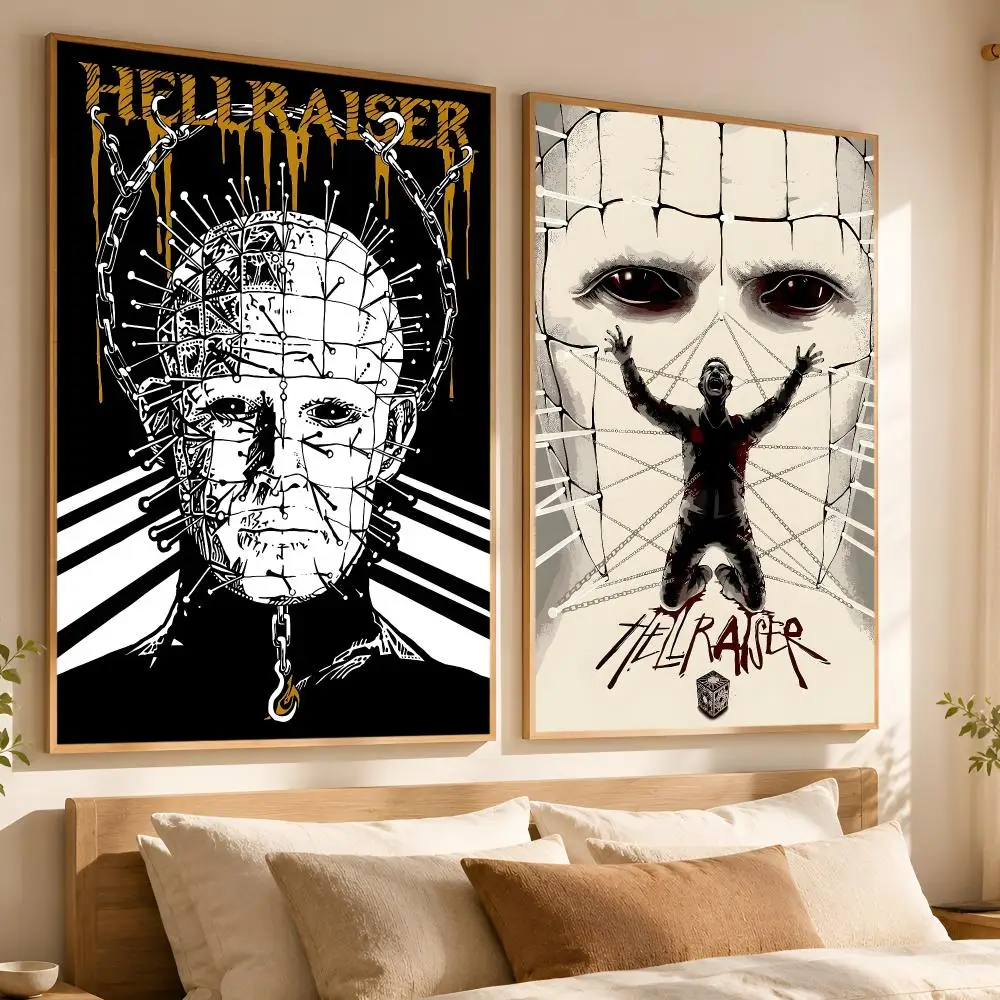 Classic Horror Movies H-Hellraiser Poster Matte Self-Adhesive Wall Art Print Living Room Bedroom Home Wall Decor