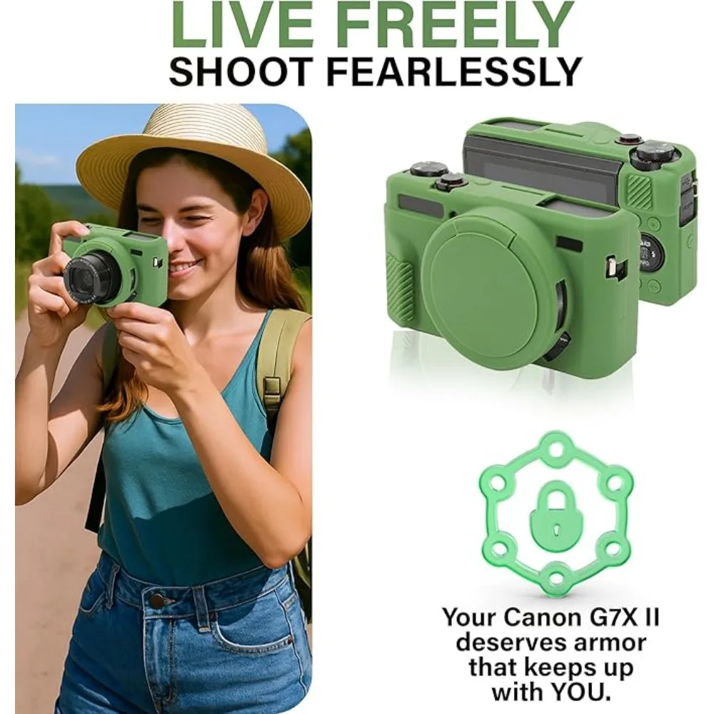 حافظة كاميرا من السيليكون الناعم لهاتف Canon Powershot G7XMark II G7X2 مع قبضة مضادة للانزلاق وحماية العدسة ومقاومة للخدش