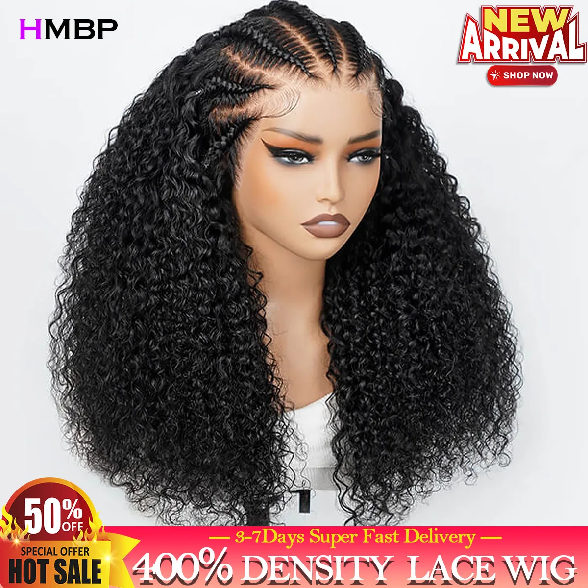 

Glueless Preplucked Human Wigs Ready to Go Pre Braided Kinky Curly Human Hair 13x6 Hd Lace Frontal Wig 400% Transparent Lace Wig