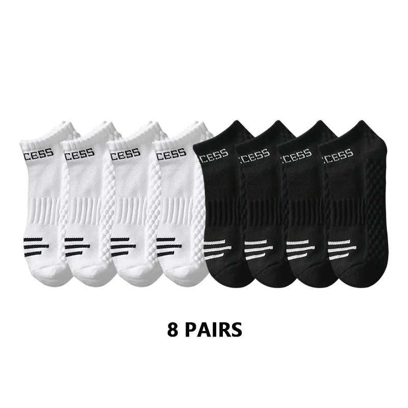 4/8 pares de calcetines deportivos tobilleros para hombre, calcetines deportivos informales suaves de nailon transpirable blanco de verano