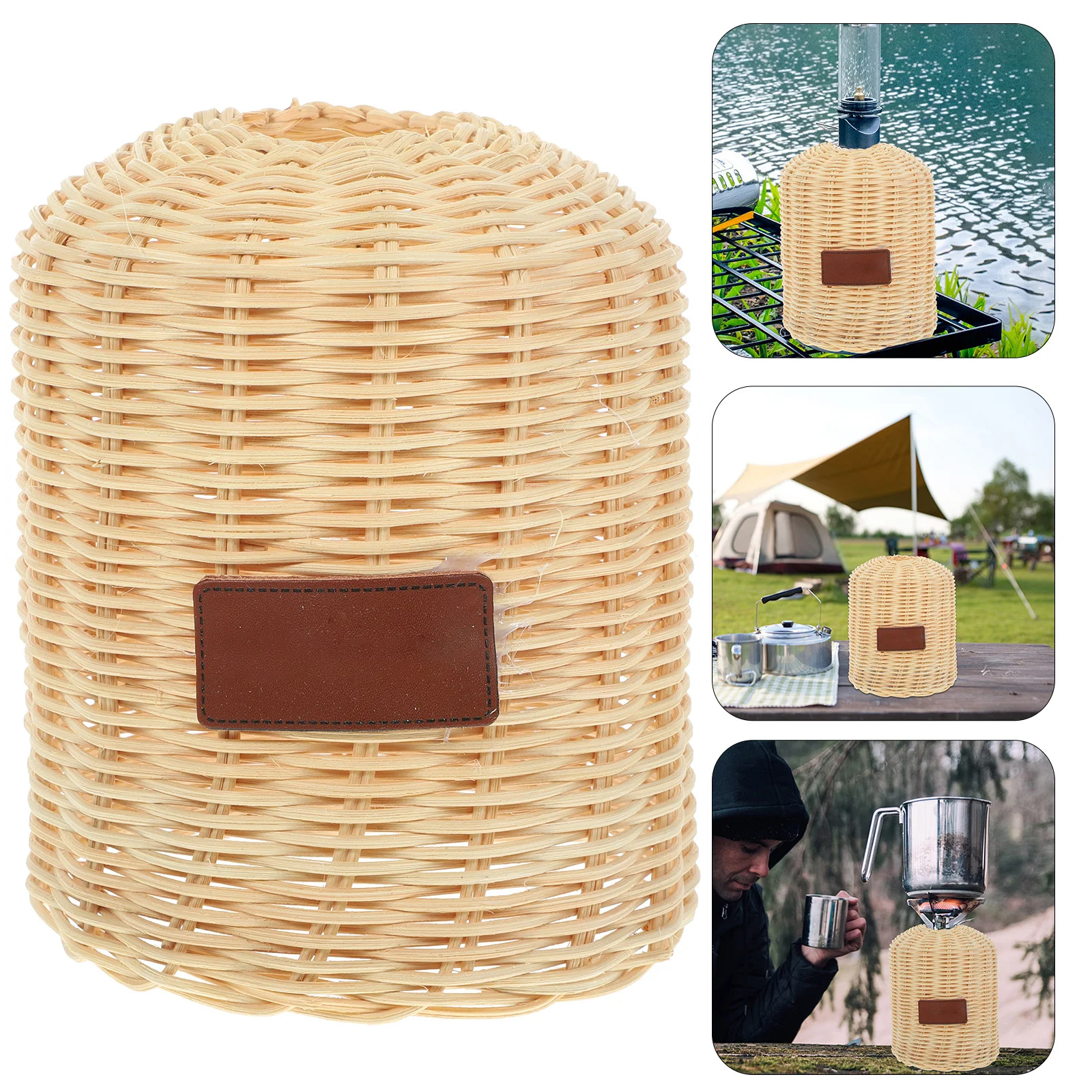 

Rattan Gas Canister Cover Outdoor Camping Protector Anti-Collision Rustproof Easy Install Multi-Function Canister Cover