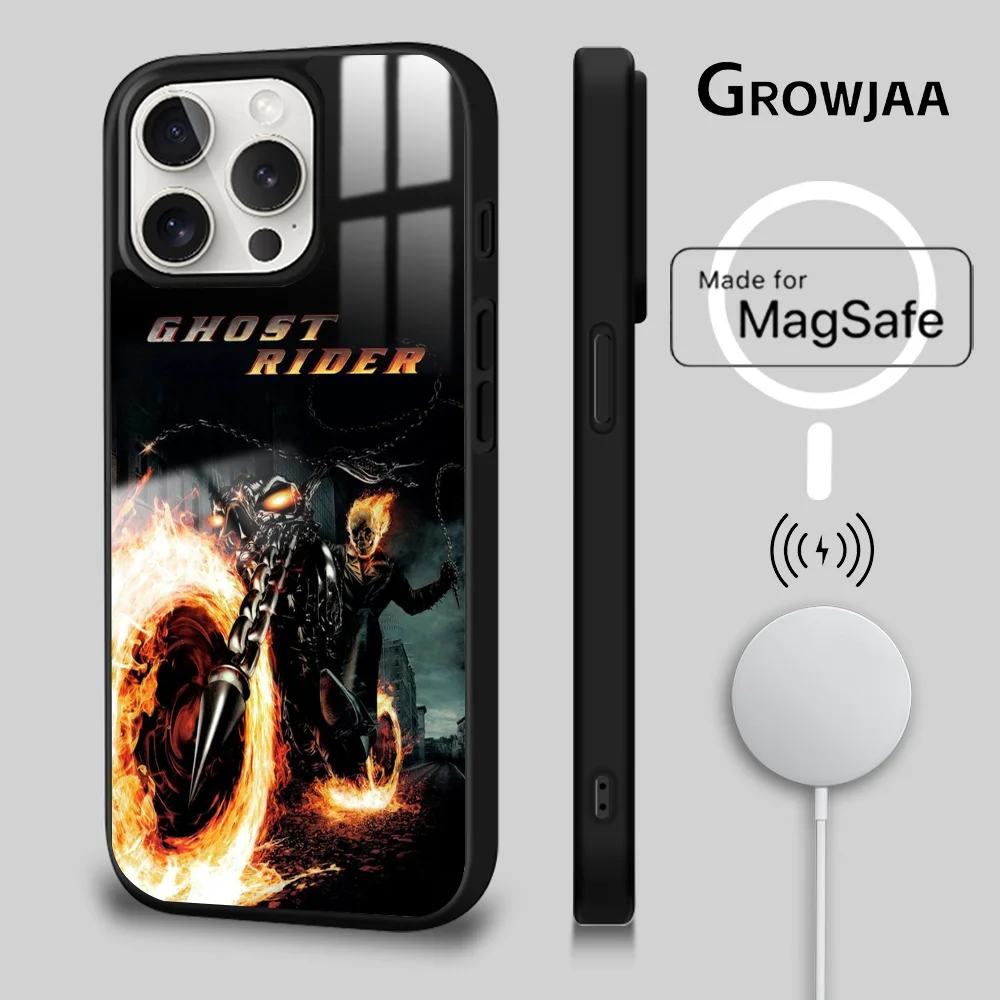 G-ghost R-rider Luxury Phone Case For iPhone 16 15 14 13 12 11 Pro Max Plus Mini Magsafe Mirror Wireless Magnetic Cover