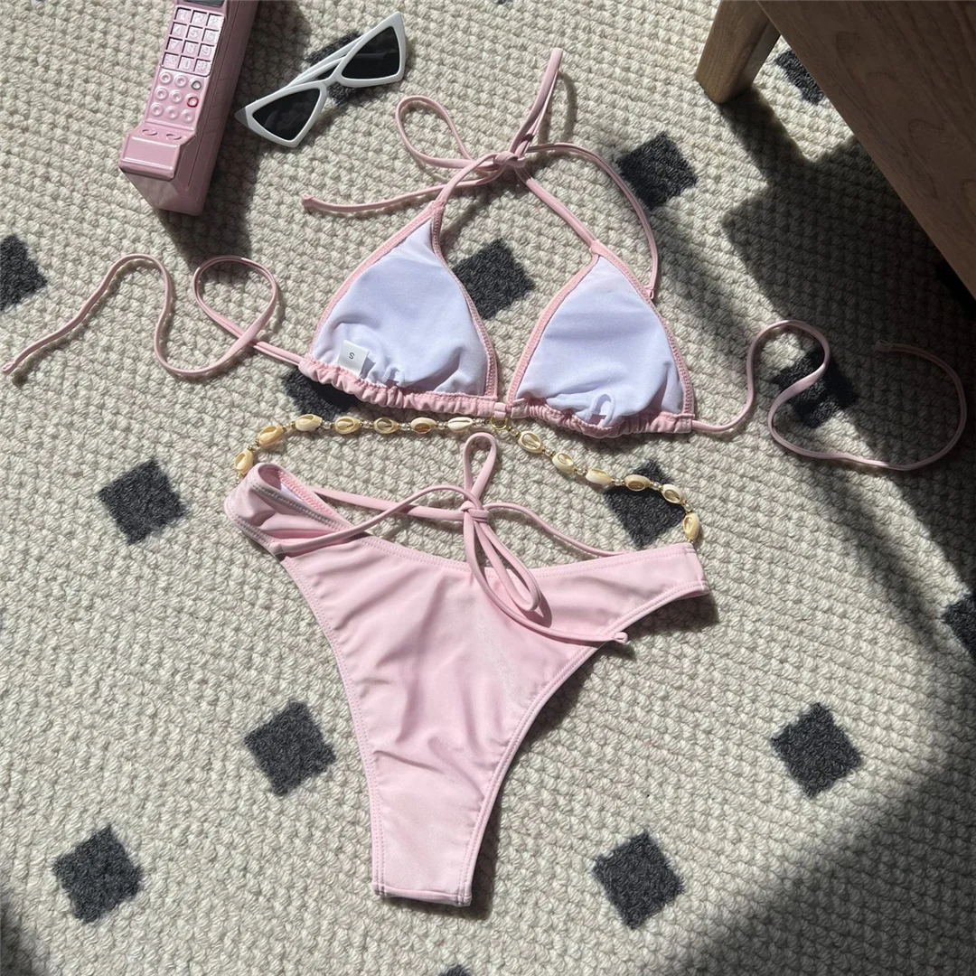 5 Farben, sexy Neckholder-Bikini im Shell-Stil, brasilianischer Bikini, Damen-Badeanzug, zweiteiliges Bikini-Set, Badebekleidung, Badeanzug, Modell V5469. – Detail 28